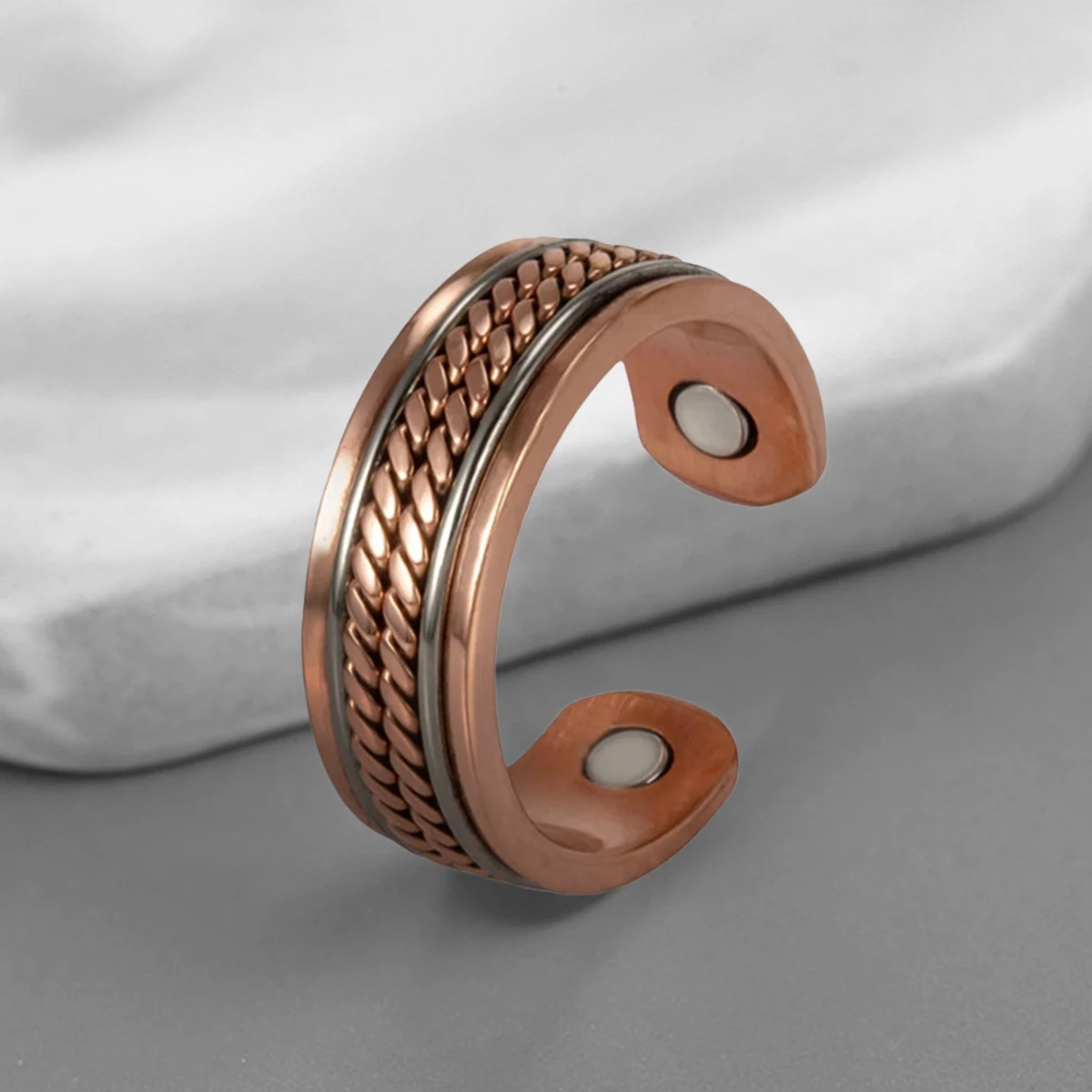 

Магнитные кольца из чистой меди для женщин и мужчин, витые, для здоровья, энергетические, для пальцев, открытые манжеты, регулируемые ювелирные изделия, высокий магнит, изменяемый размер
