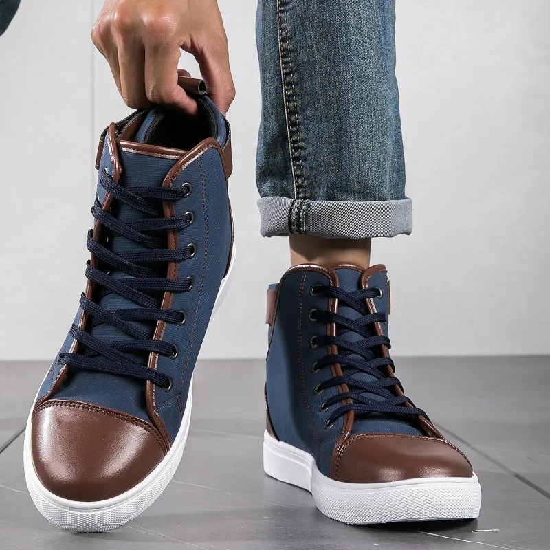 2024 High Top Sneakers Casual Shoes Leather Vulcanize Shoes for Men Spring Autumn Retro Men\'s Work Sneakers Hot Sell Mens Boots