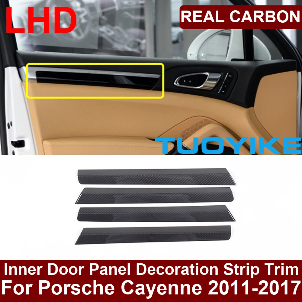 LHD Real Dry Carbon Fiber Dashboard Central Console Gear Shift Trim Interior Door Panel Cover For Porsche Cayenne 958 2011-2017