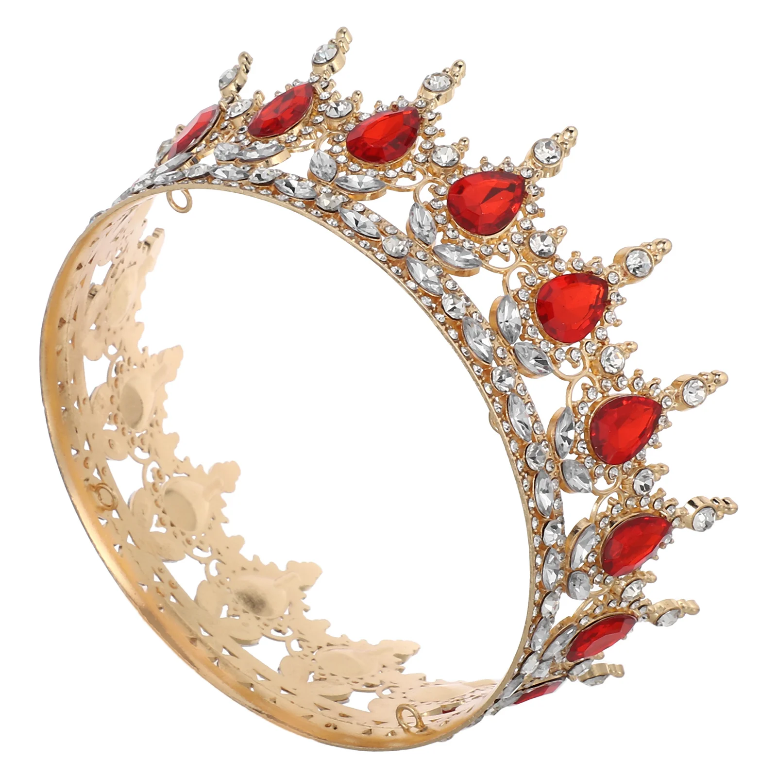 

Bridal Crown Vintage Red Rhinestones Tiaras For Women Dress Costume Bride Crown Accessory Girl Child Princess Headband
