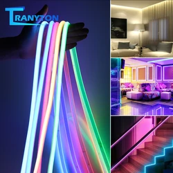 Taśma LED Neon 220V IP67 wodoodporna 288 leds/m elastyczna taśma biały czerwony niebieski zielony różowy lodowy blękit oświetlenie COB z wtyczką przełącznika ue