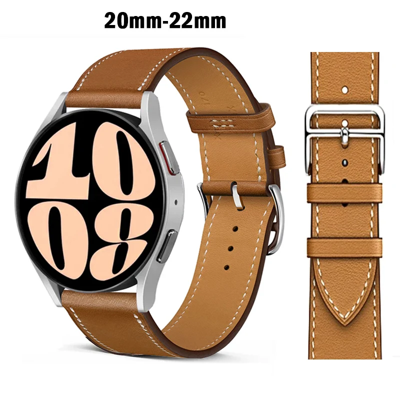 20mm 22mm Leather Band for Samsung Galaxy Watch 6/6 Classic 5Pro Active 2/3/46mm Bracelet Huawei GT/2/3 Pro Galaxy Watch 4 Strap