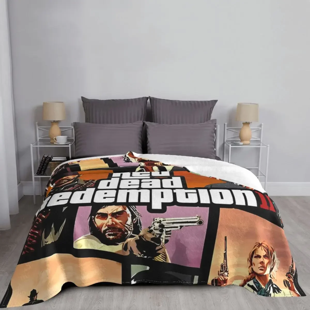 

Dead Redemptin 2 Plaid Baby Blanket Sofa Cover Flannel Red Print Game Art Ultra-Soft Throw for Home Couch Bedding Throws