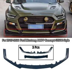 포드 머스탱 교체용 전면 범퍼 립, 2015-2021 포드 머스탱 GT500 스타일 수정, GT500 AMMP 컨셉, 무광 광택 블랙