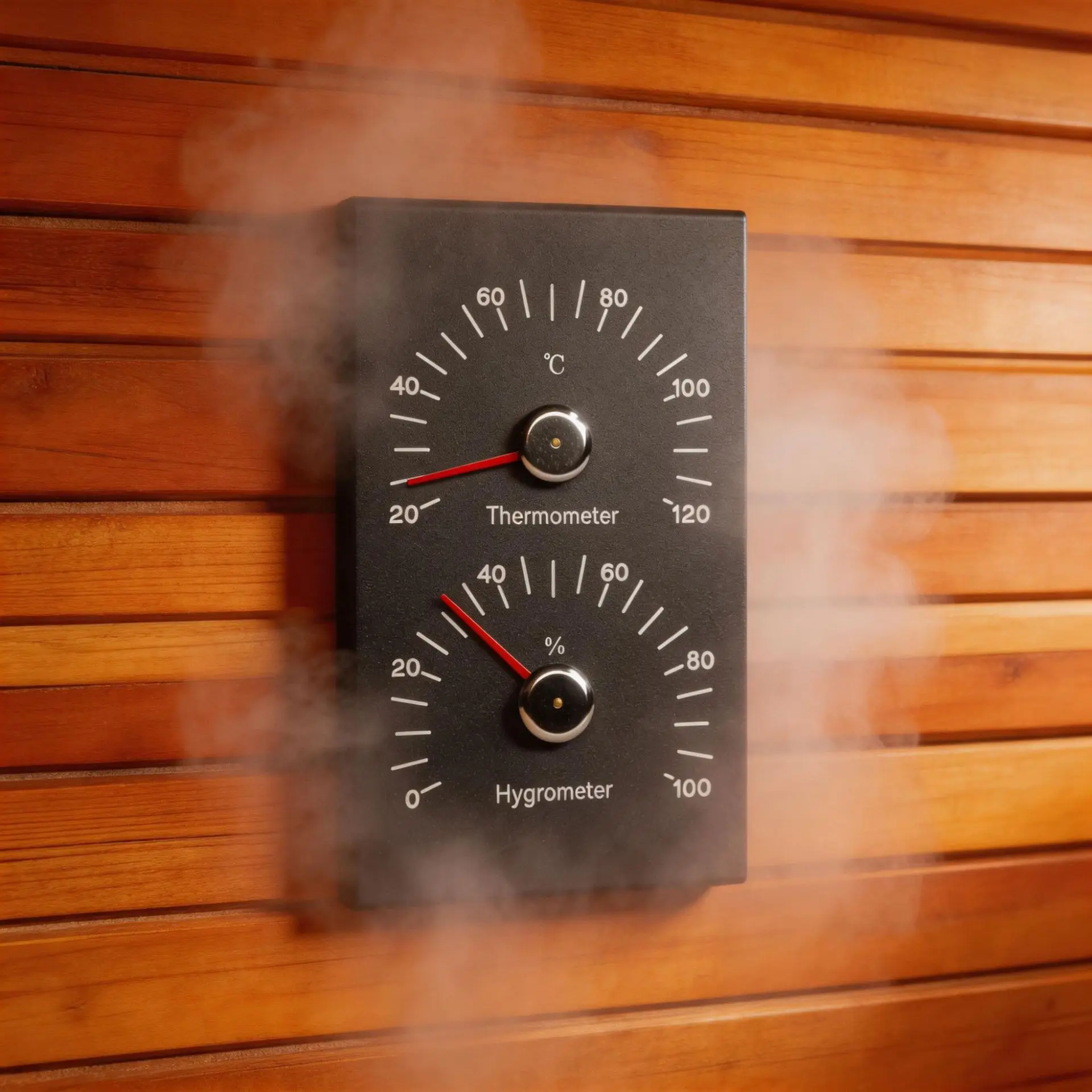 2 in 1 Sauna Thermometer Hygrometer Wall Mounted High Temperature Resistant Sauna Room Temperature Humidity Meter