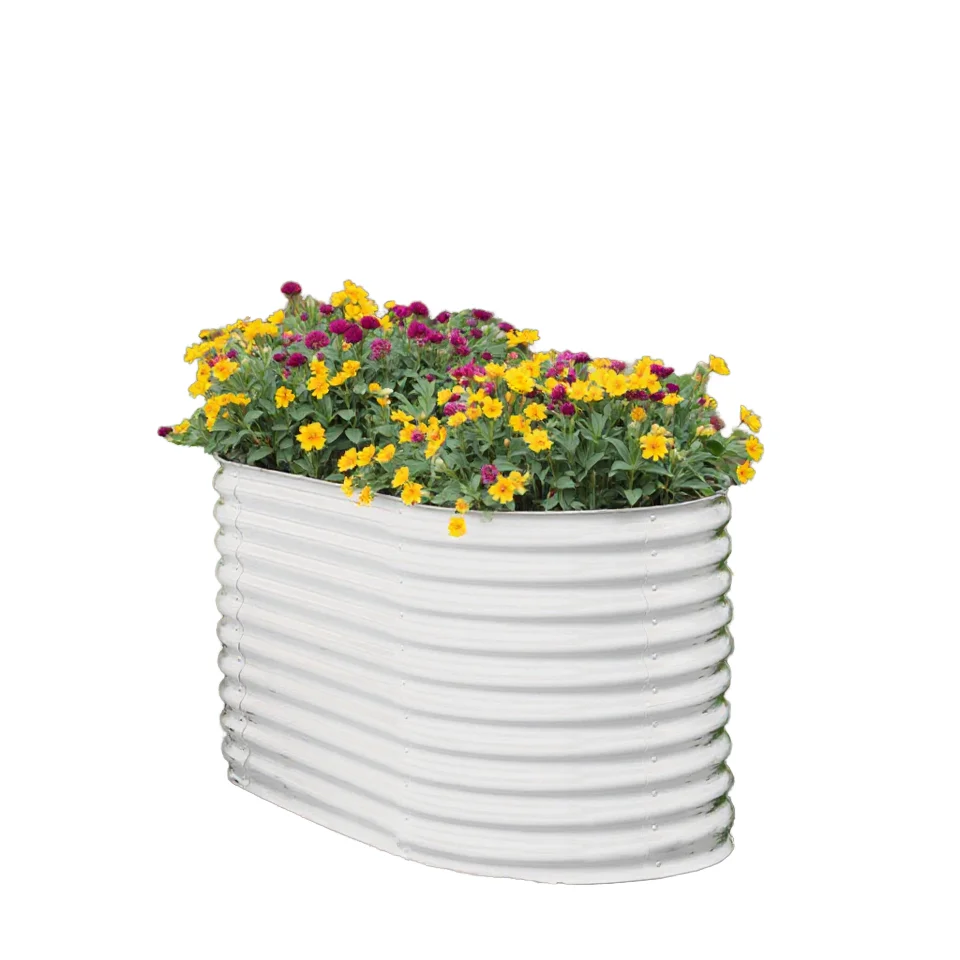 

Galvanized metal garden bed set outdoor household flower pot with bracket wholesale spring large flower pot