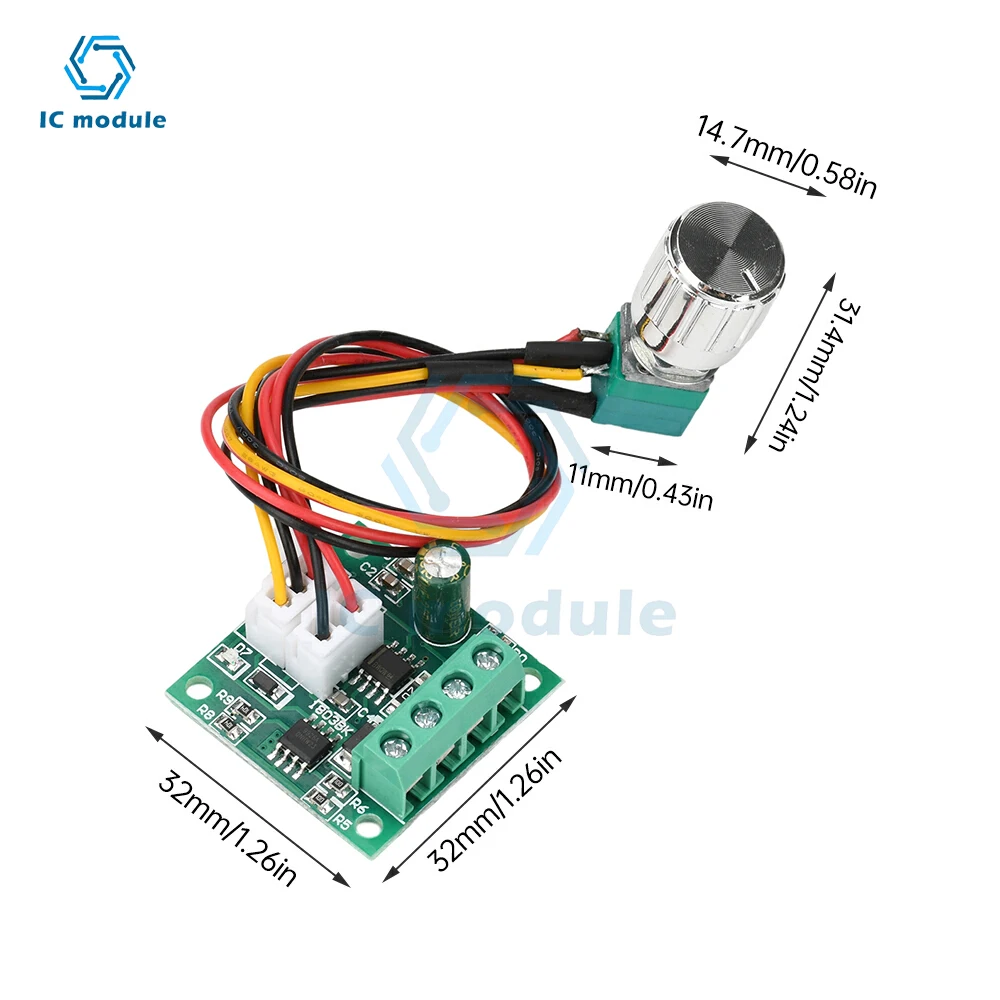 PWM DC Bürstenmotor Drehzahlregler DC Motorregler Steuermodul DC 1,8 V 3 V 5 V 6 V 12 V 2 A Drehzahlregler
