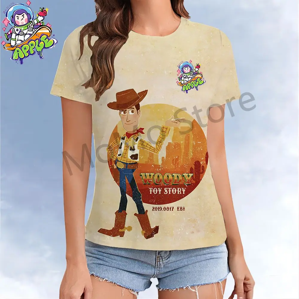 Disney Toy Story Women's T-shirts Kawaii Short Sleeve Tee 2024 Youthful Woman Clothes Streetwear Y2k XS-3XL Leisure O Neck New