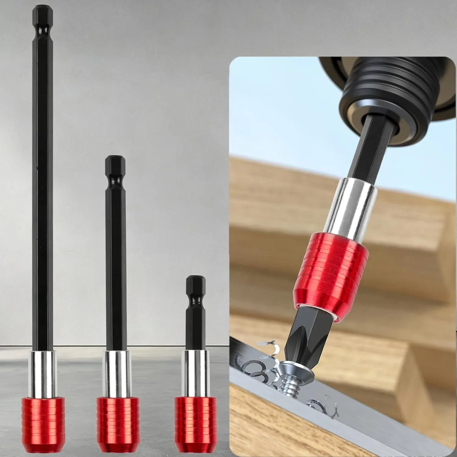 3PCS Magnetic Hex Bit Extension Bar Hexagonal Handle Set Quick Release Self-locking Extension Rod Screwdriver 60/100/150MM