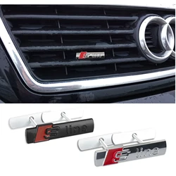 1pc Car Metal Front Grille Logo Sline Emblem Badge Refit Auto Accessories For Audi Sline Quattro RS Q3 Q5 Q7 A1 A2 A3 A4 A5 S3
