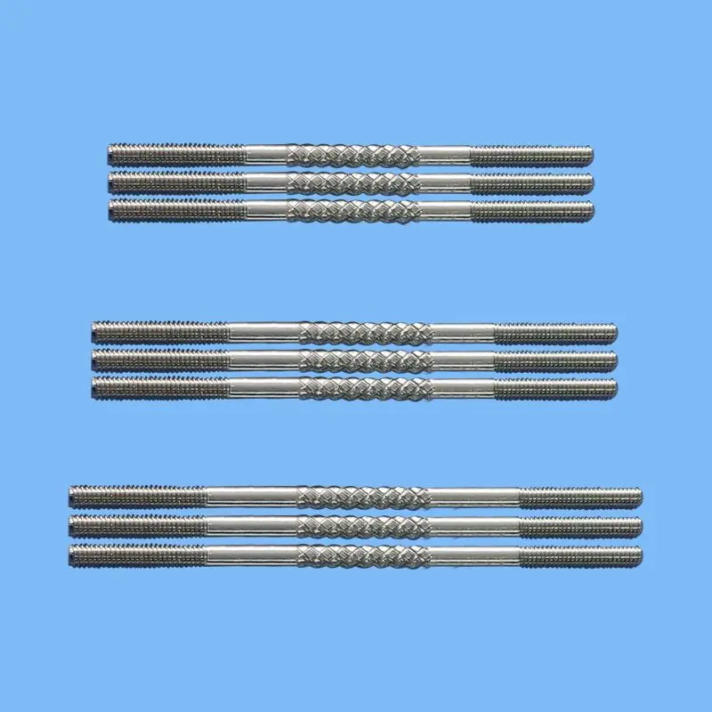 10Pcs M3 Metal Knurled Push Rod Double Side Metric Thread / Steering Control Rod RC Car Airplane Replacement Part