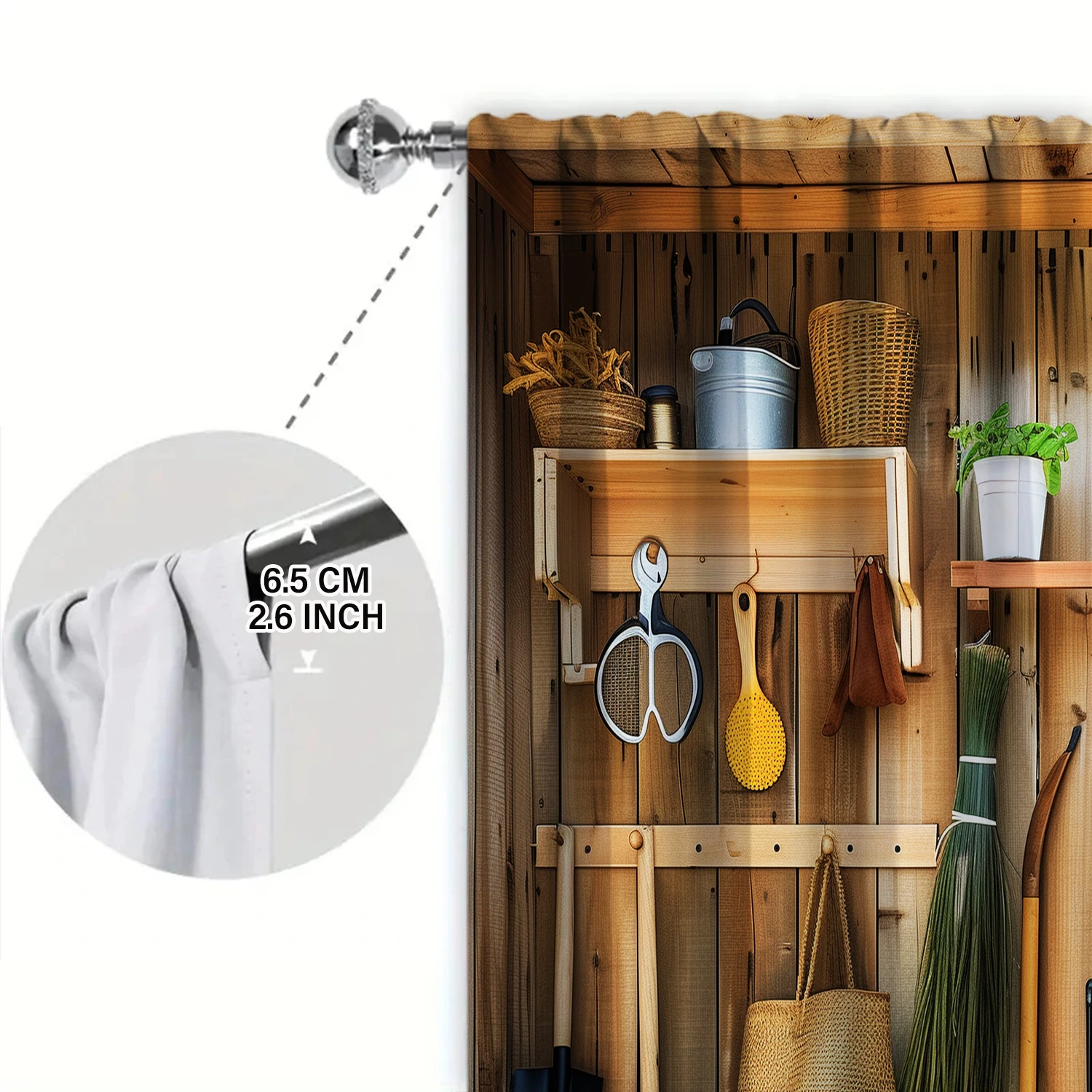 قطعتان من ستارة مطبوعة لأدوات البستنة لديكور المنزل - معالجة نافذة الجيب لغرفة النوم والمكتب والمطبخ وغرفة المعيشة #6