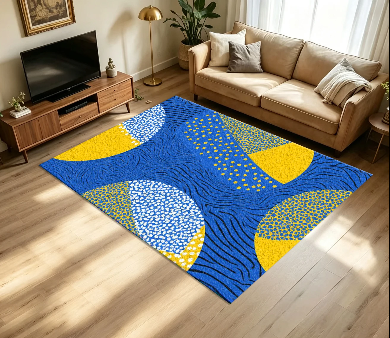 Printed Rug Abstract - Abstract Geometric Dotted Circle Carpet Flooring
