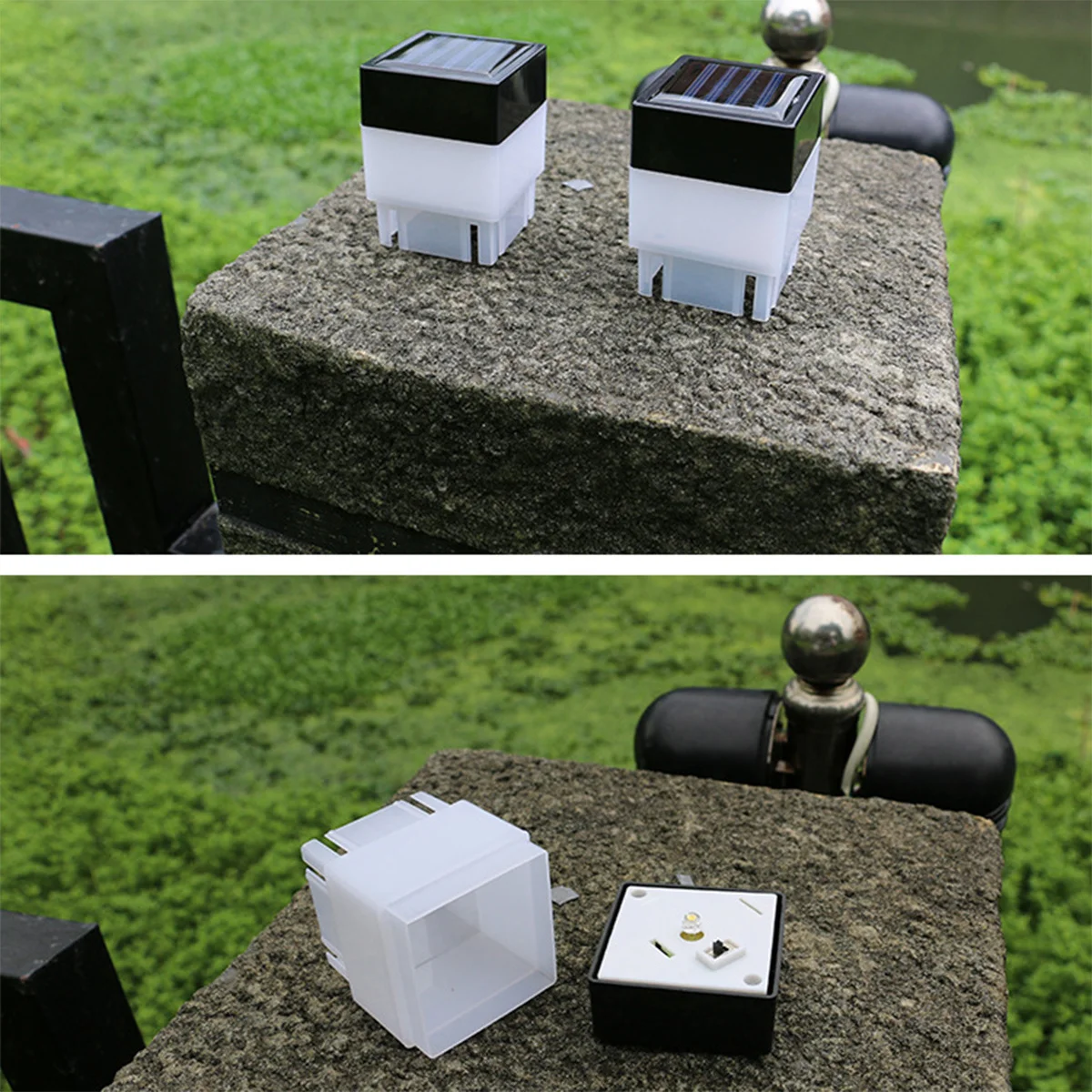 

4 pcs Solar Fence Light Outdoor Waterproof Garden Lamp Bright Led Warm White Auto On Off For Yard Patio Courtyard Landscape