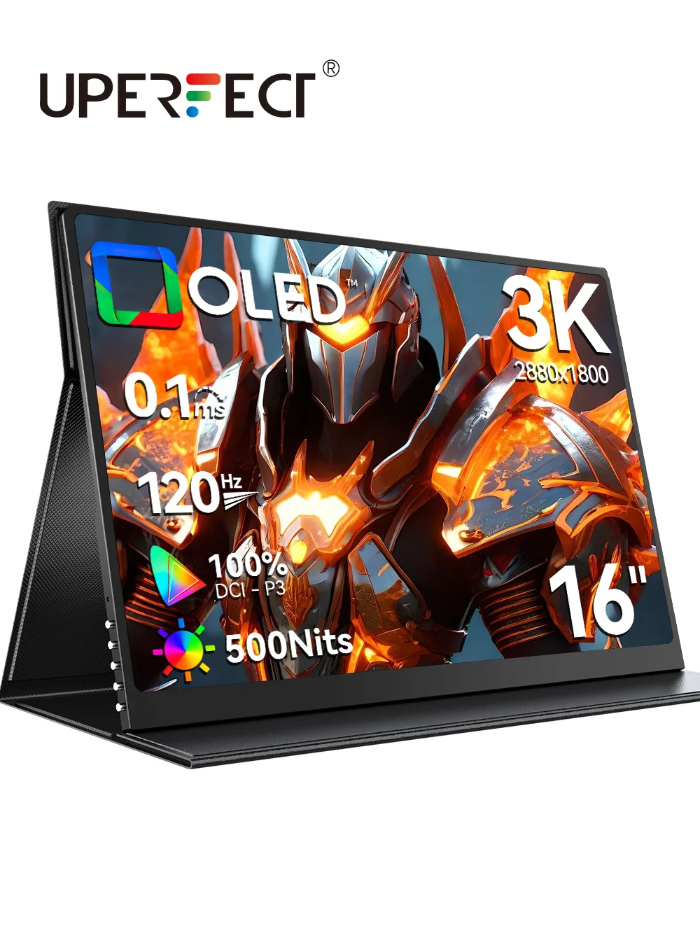 UPERFECT OLED Portable Monitor 16" 3K 2880x1800 120Hz 16:10 Gaming Display 500 Nits 100% DCI-P3 100000:1 Contrast For Laptop Mac