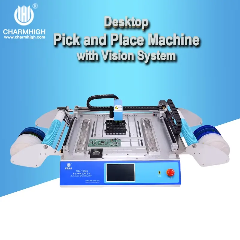 Macchina Pick & Place automatica visiva SMT, assemblaggio di saldatura da tavolo, precisione ad alta velocità, CHM-T48VB