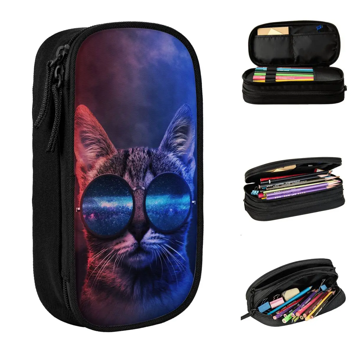 

Mysterious Cat Pencil Cases Animals Pencilcases Pen Box for Student Big Capacity Pencil Bags School Supplies Cosmetic Stationery