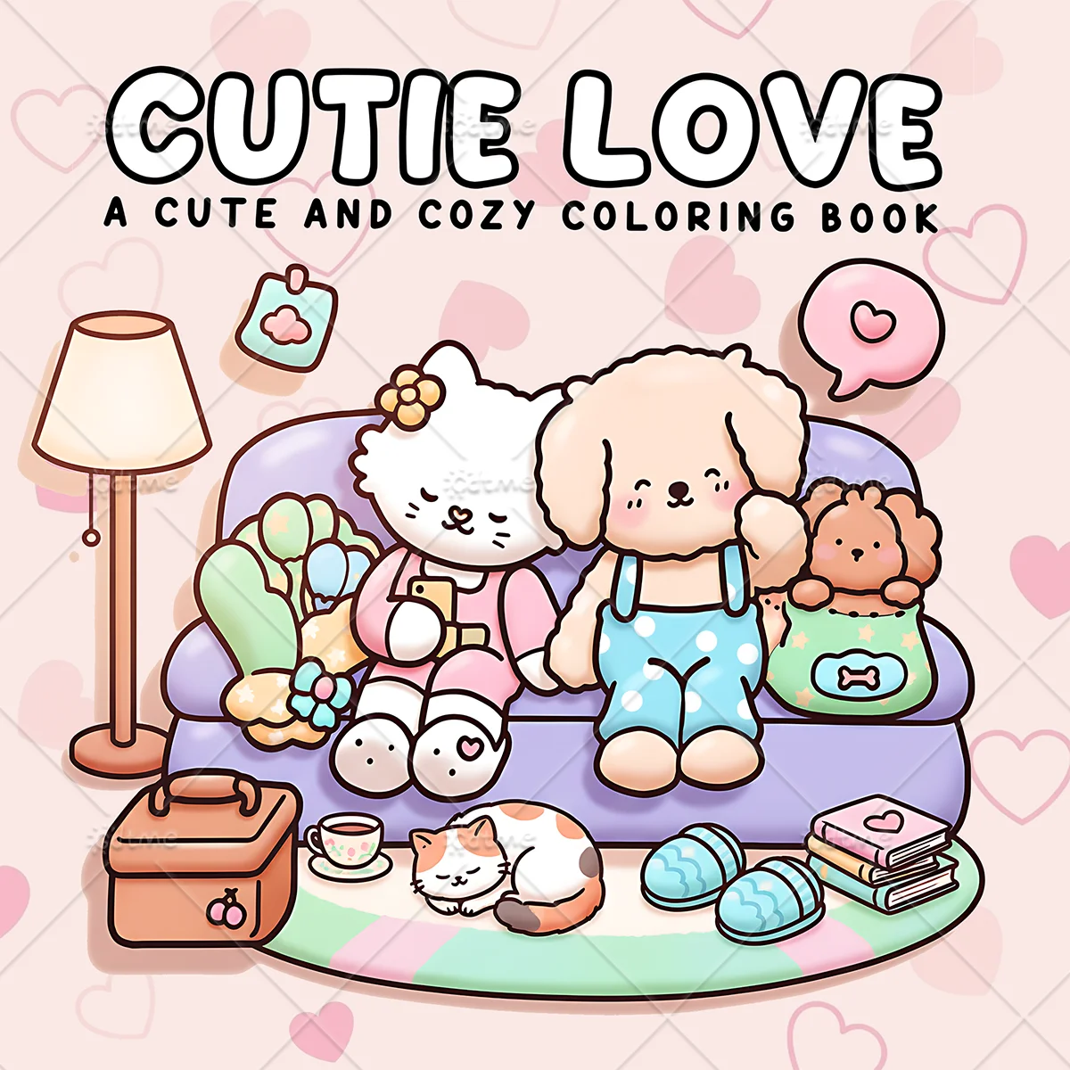 CUTIE LOVE Bold-easy Patterns Coloring Book for Adults Cute Drawing Book Perfect Gift for Party and Birthday ﻿