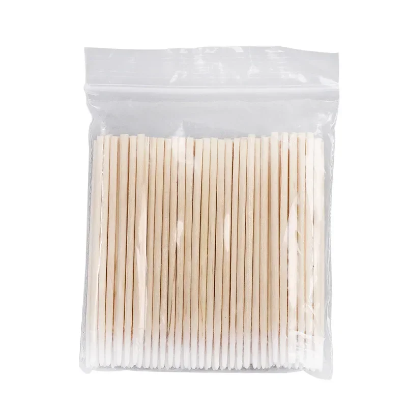 100 PCS per pack Short Wood Handle Small Pointed Tip Cotton Semi Permanent Eyebrow Tattoo Beauty Makeup Color Dedicated