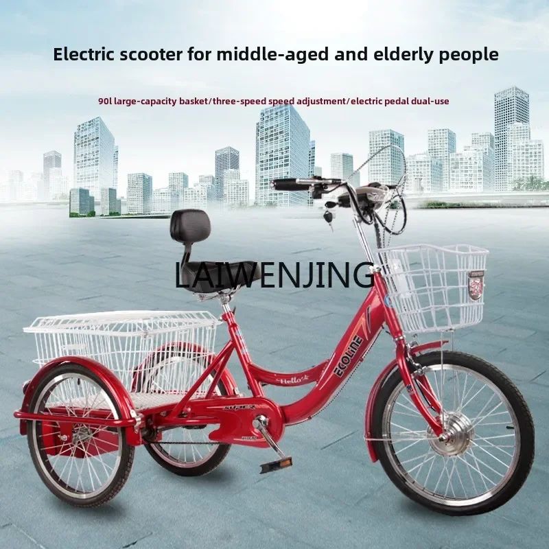 HLZ adult electric tricycle pedal self-powered battery moped