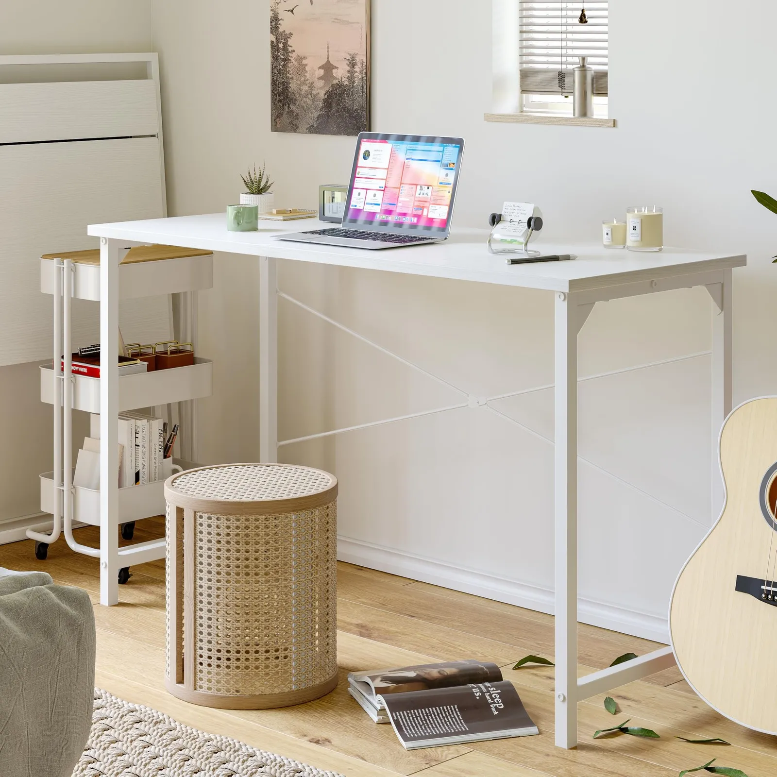 Biurka komputerowe 32-calowe nowoczesne biurko komputerowe do domowego biura, oszczędzające miejsce, prosta konstrukcja, prosty styl, stół na komputer, stacja robocza