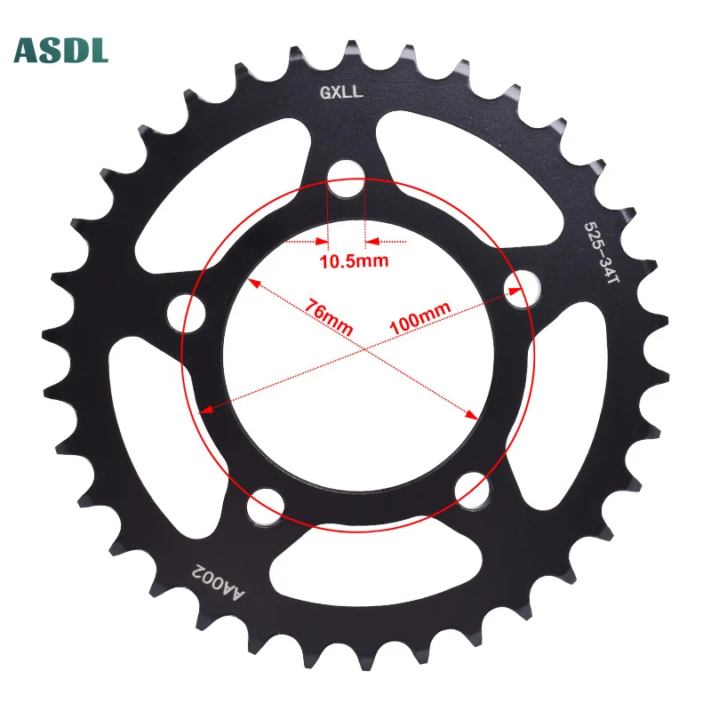 525 34T 16T Motorcycle Front and Rear Sprocket Carburized Steel for Benelli 1130 TRE K 2015 2016 2017 1130 TREK 525 Chain