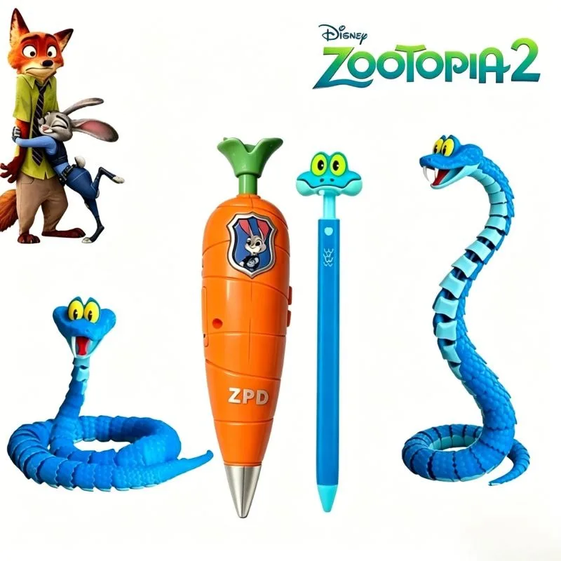 Zootopia 2 Toy Set Carrot Voice Recorder Pen with Wiggly Snake Fidget Toy  Cartoon Gift for Kids Novelty Stationery Collectible