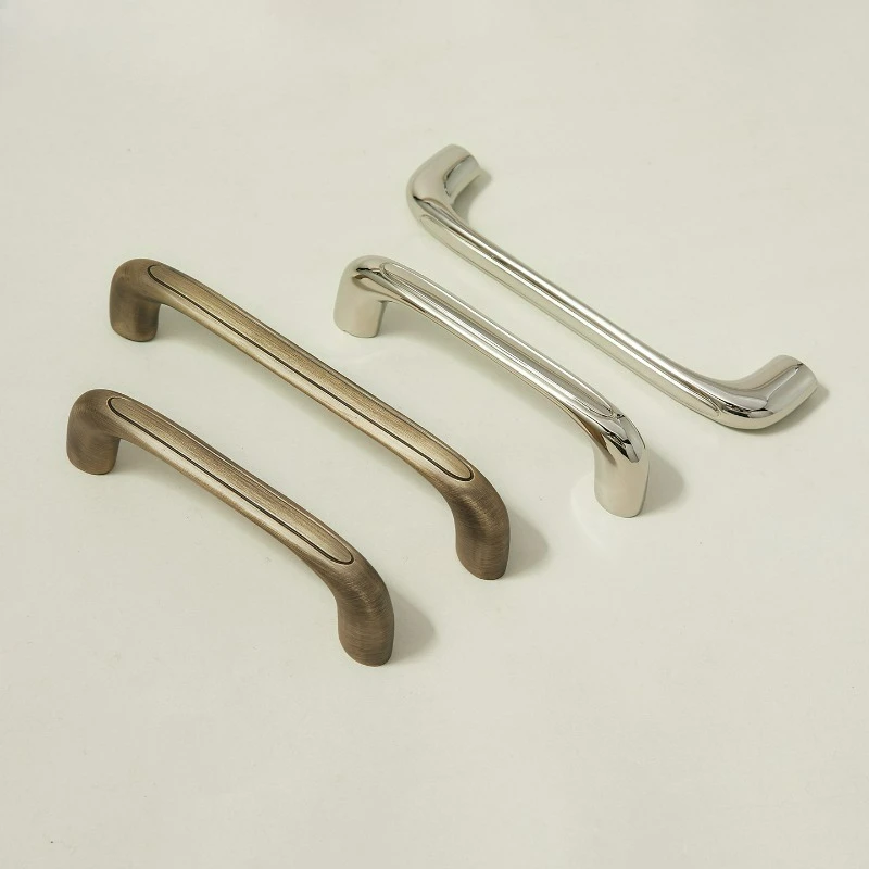 American Style Light Luxury Cabinet Door Small Handle Titanium Silver Modern Simple Brass Drawer Wardrobe Cabinet Door Handle