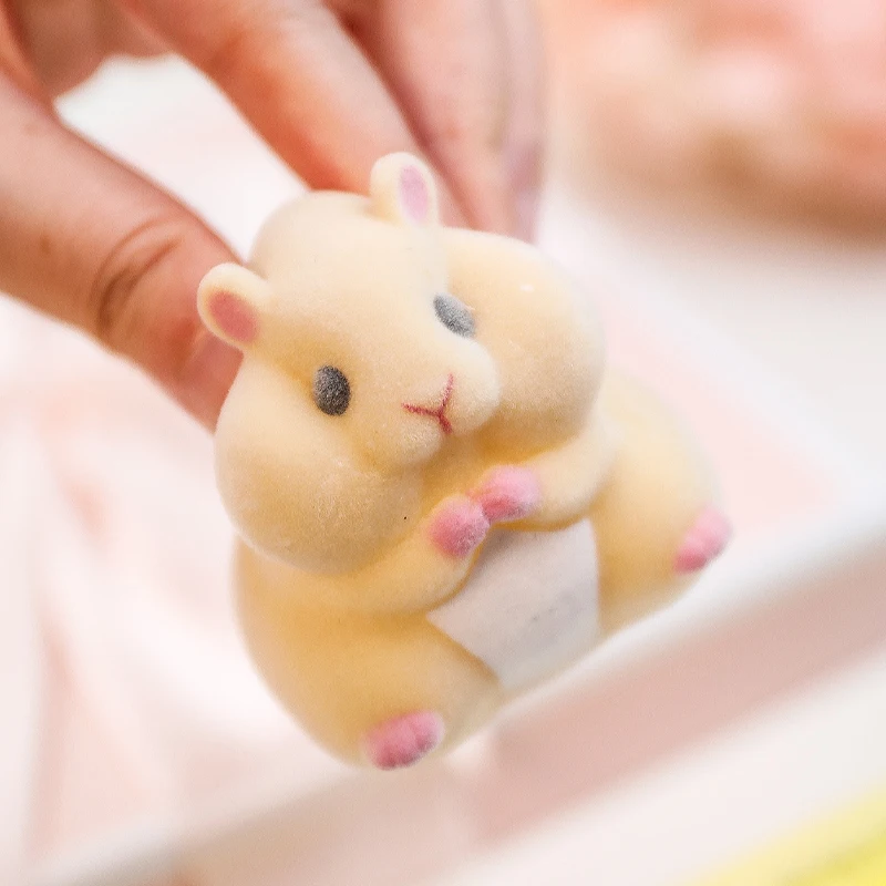 Soft Hamster Squishy Cute Flocking Figurine Gashapon Capsule Toy Kawaii Fatty Milky Animal Squeeze Stress Relief Children Gifts