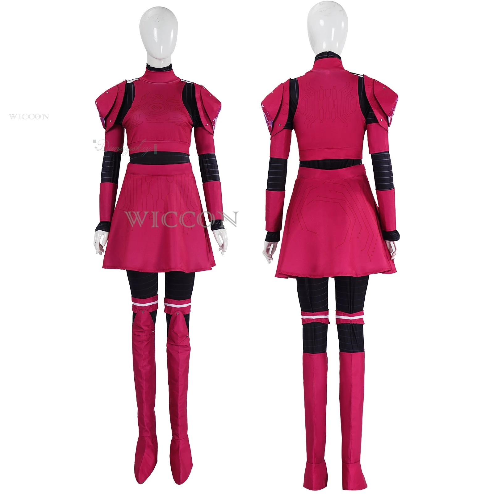 M3GAN 2.0 ميغان فستان تنكري للفتيات والنساء بدلة قتالية حمراء زي روبوت فتاة كرنفال الهالوين