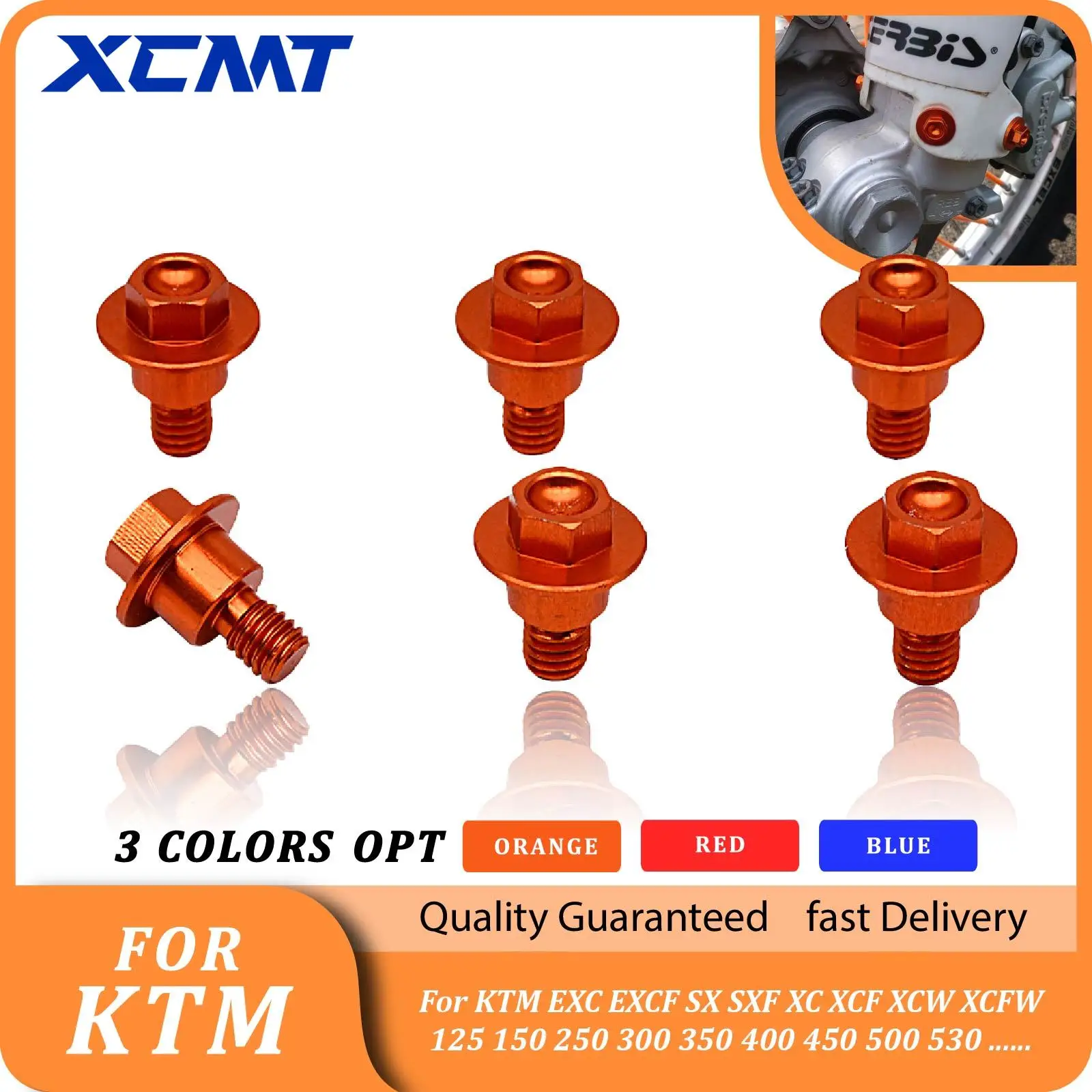 

XCMT M6*12 Front Fork Guard Bolt Screw For KTM EXC EXCF SX SXF XC XCF XCW XCFW 125 150 250 300 350 400 450 500 530 2000-2023