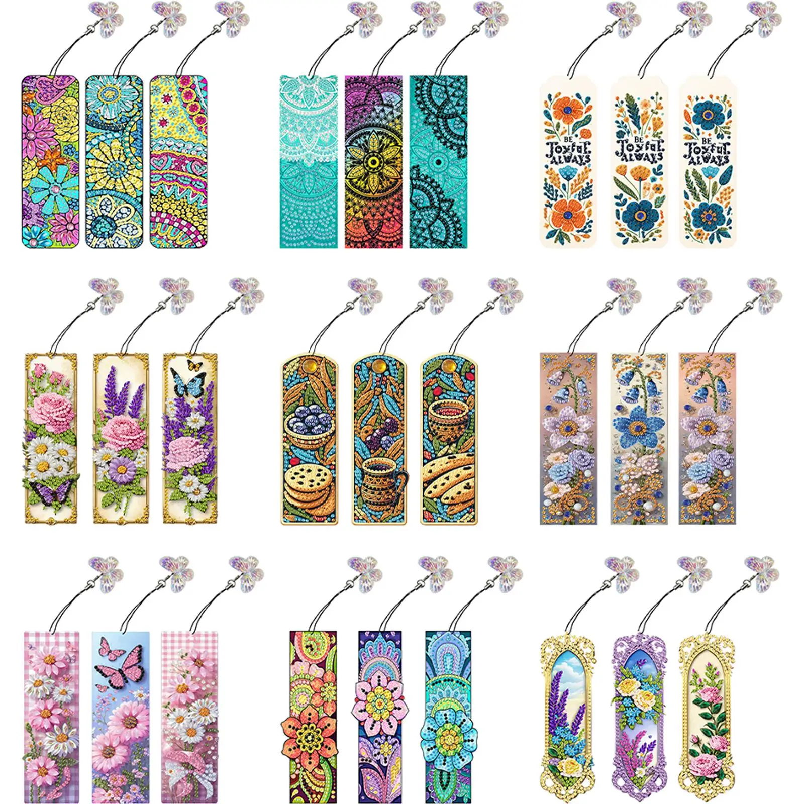

3Pcs Butterfly Themed DIY Irregular Shaped Diamonds Diamond Art Bookmark Diamond Painting Art Bookmarks for Reading Enthusiasts