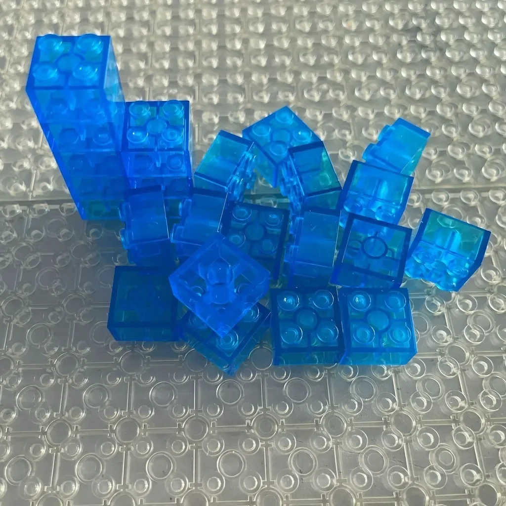 20pcs Transparent Clear Brick 2x2 Building Block MOC Parts Toys For Children DIY House Waterfall Compatible 3001 3003