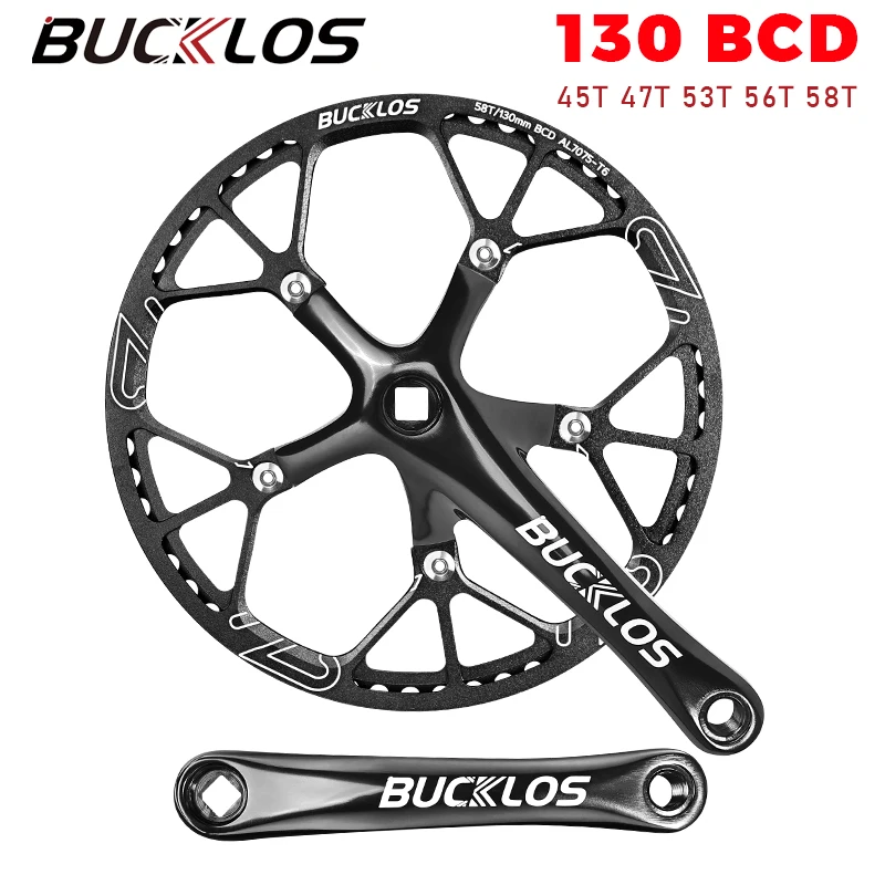 

BUCKLOS 130 BCD Bicycle Crankset 46T 48T 53T 56T 58T Aluminum Alloy Bike Crankset 170mm Folding Road Bike Chainring Bike Part