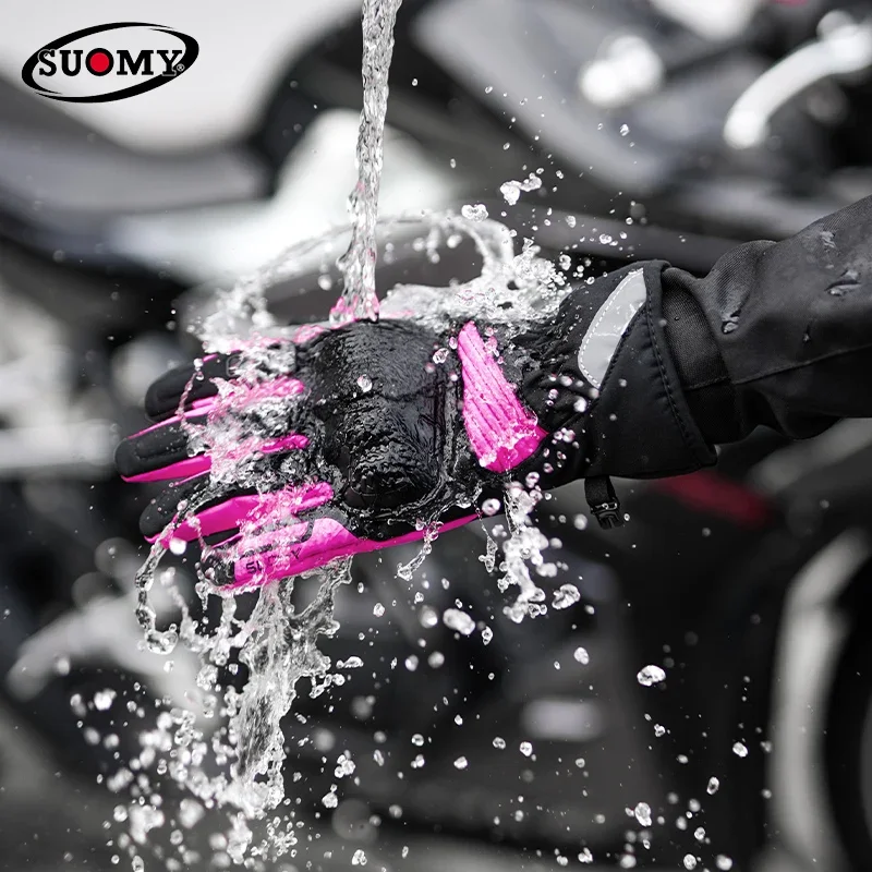 SUOMY الشتاء الحضرية ركاب الدافئة المضادة للانزلاق لمس قفازات للدراجات النارية يندبروف مقاوم للماء المضادة للسقوط سباق موتوكروس قفازات