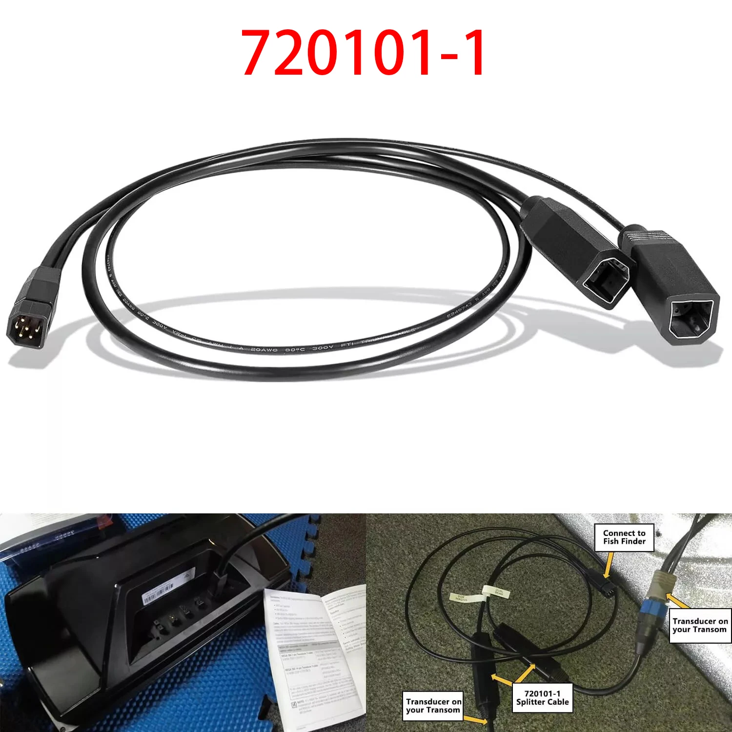 TML 720101-1 9 M SIDB Y 9-Pin Side Imaging Dual Beam Splitter Cable Compatible with Humminbird models That utilize 455kHz/800kHz