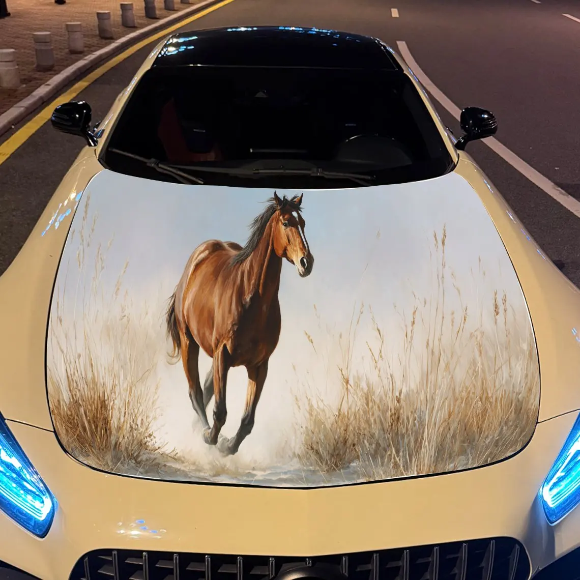 Galloping horse print,car hood stickers,PVC waterproof Self adhesive car hood sticker,car hood decoration protection stickers,Au