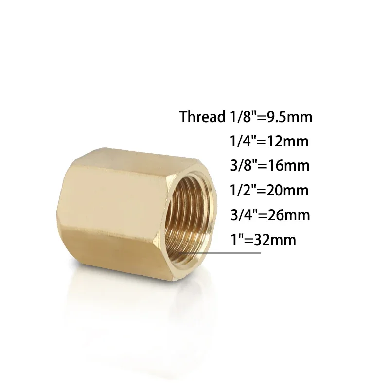 Brass Copper Hose Pipe Fitting Hex Coupling Coupler Fast Connetor Female Thread 1/8\