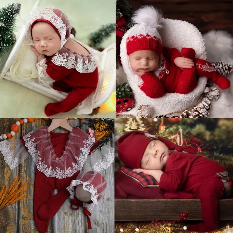 Newborn Christmas Outfit  Newborn photography props Baby Romper Jumpsuit  Photography  Studio Shoots Accessories