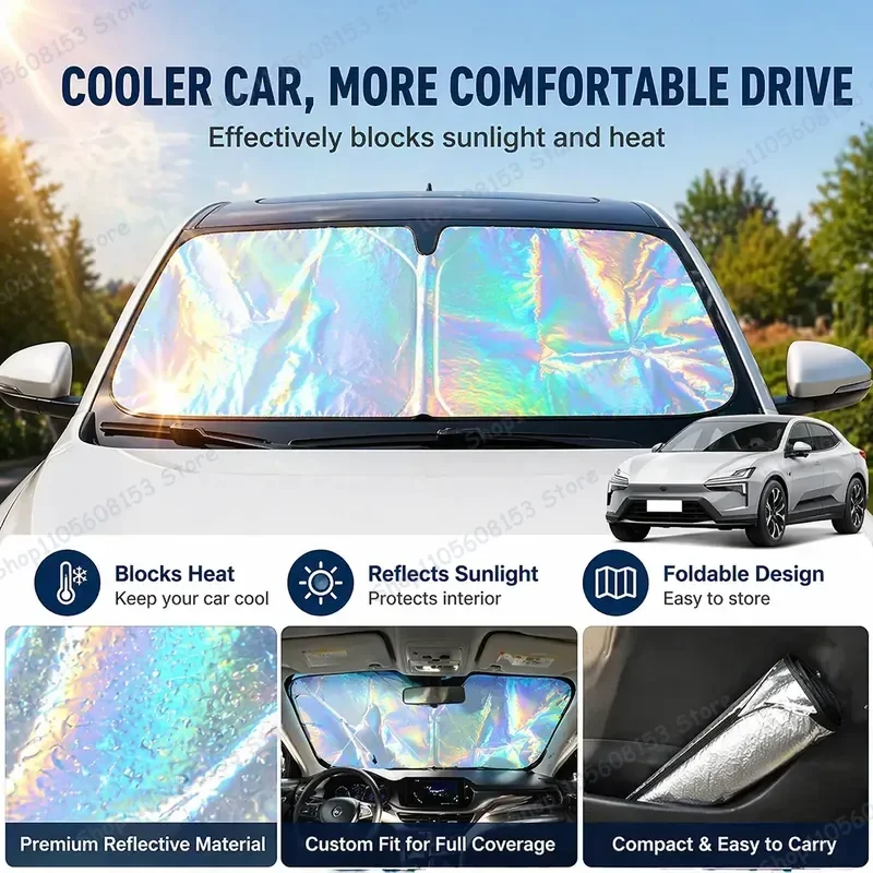 For Polestar 4 Foldable Windshield Sun Shade UV Protection Reflective Car Sun Cover Interior Accessory Heat Reduction Cooling