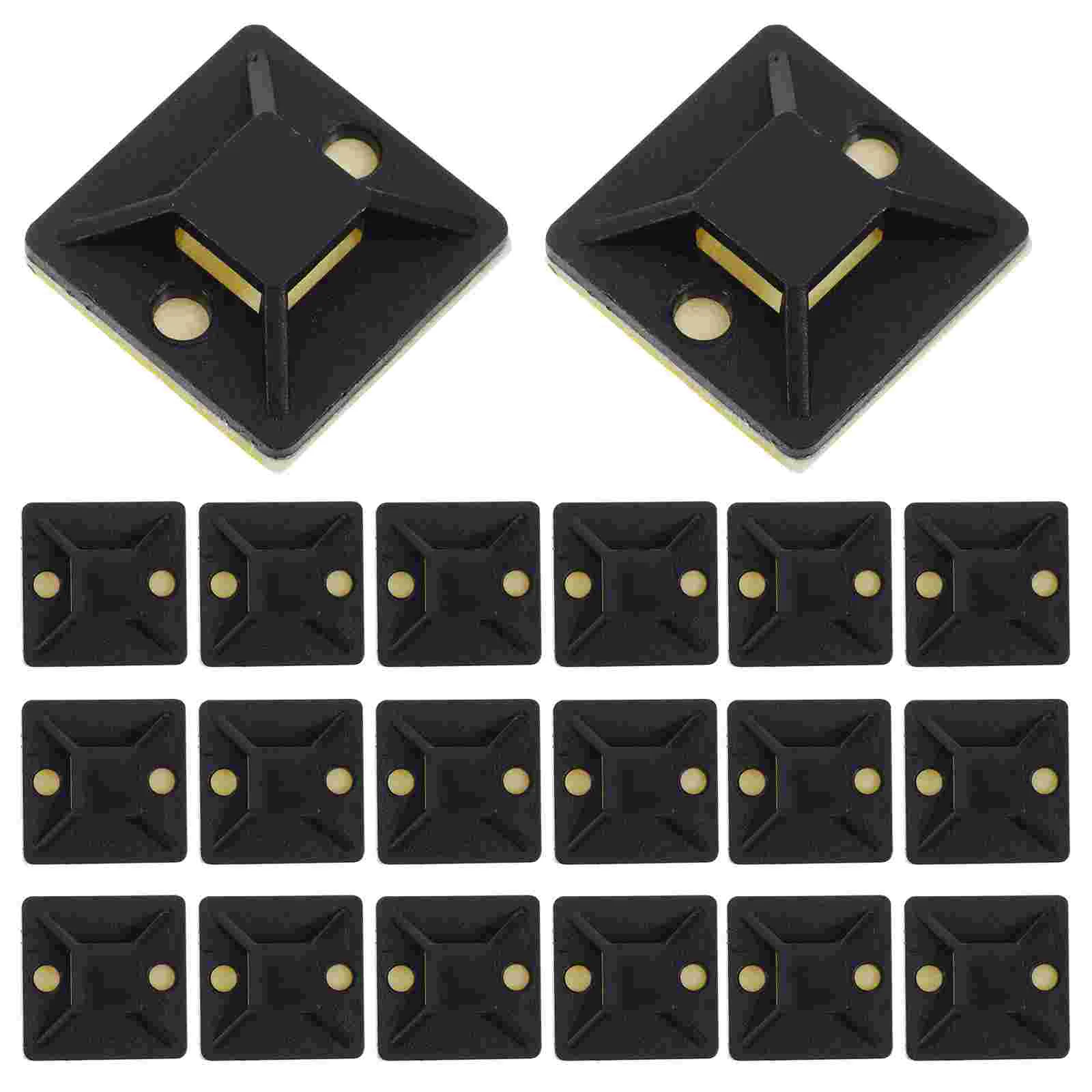 100 Pcs Cable Tie Base Ties Anchors Mounts Zip Adhesive-backed Box Zipper Holders Abs Glue Mounting Self