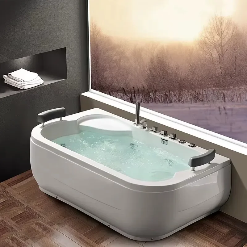 

【Best-selling】Wholesale Double Whirlpool Acrylic Massage Bathtub Hotel Bathroom Special Massage Bathtub