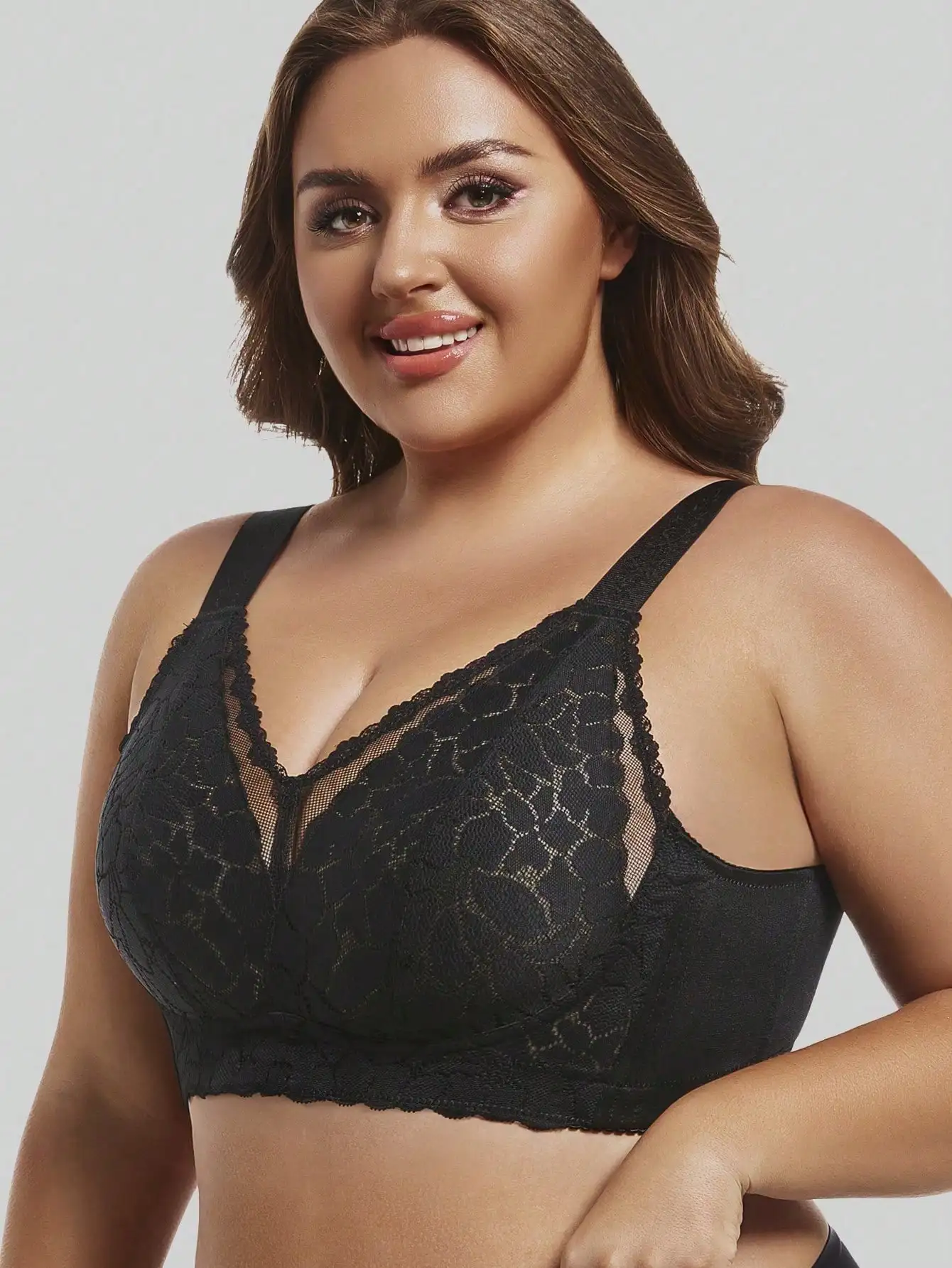 Underwear for Women in Summer, Big Chest, Small Gathering, Anti Sagging, No Steel Ring, Fat, MM Ultra-Thin Plus Size Text Bra image 4