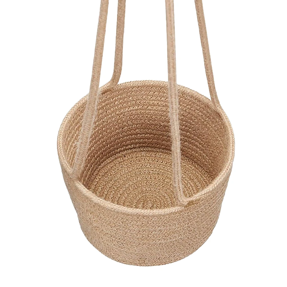 

Cotton Rope Woven Plant Pot Linen Hanging Planter Basket Storage Organizer Home Office Decorative Foldable Flower Basket Durable