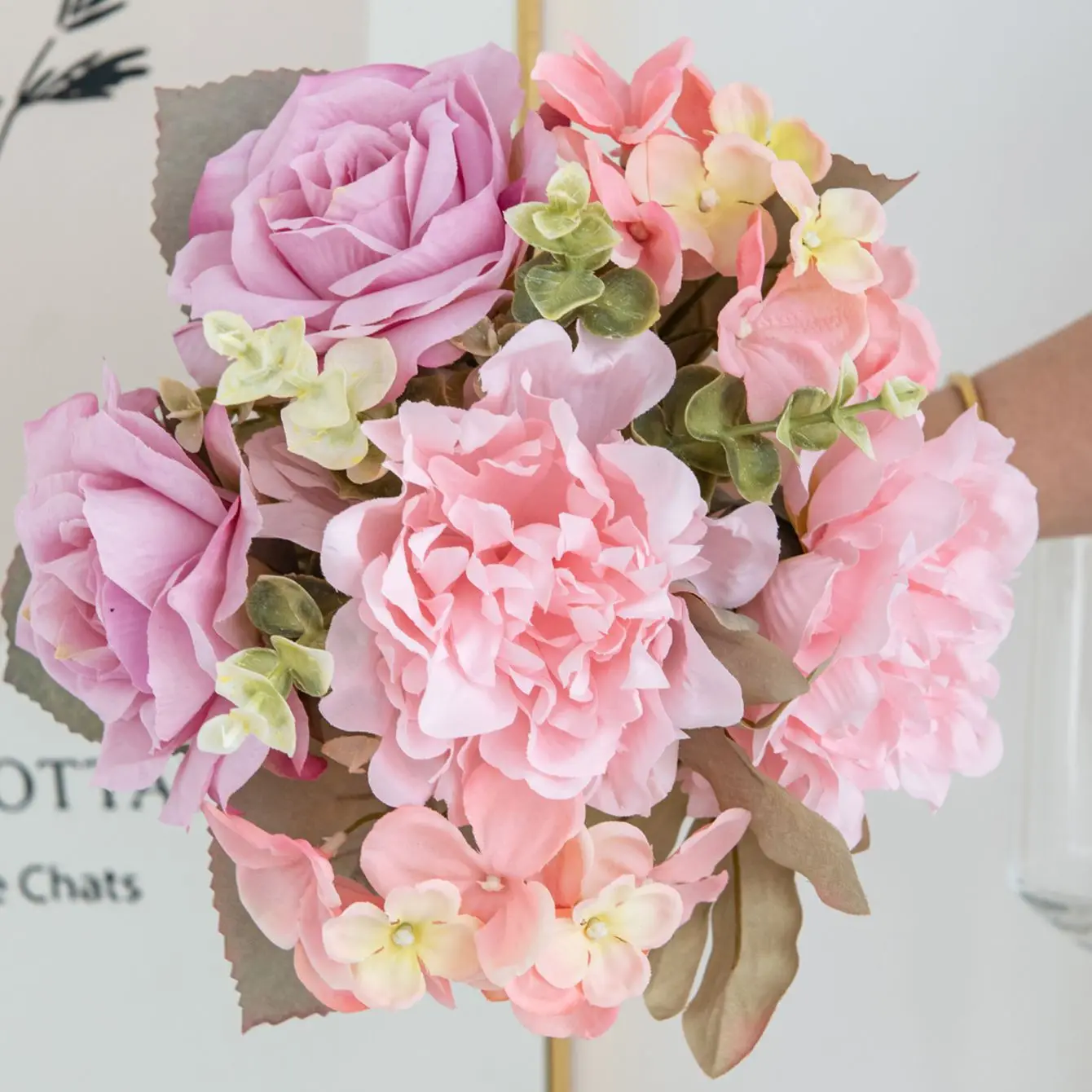Künstliche Blumen Seide Pfingstrose Rosen Kombination Home Vase Valentinstag Dekor Brautsträuße Hochzeit Zubehör Handwerk DIY Geschenke