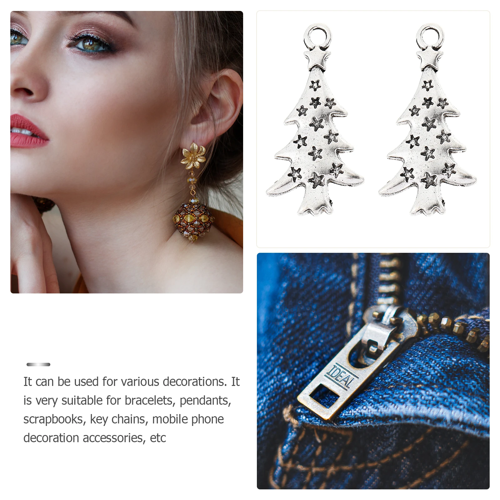 

100pcs Star Pendant Accessories DIY Jewelry Xmas Charm Alloy Pendants for Necklace Bracelet Earrings Home Decoration Party