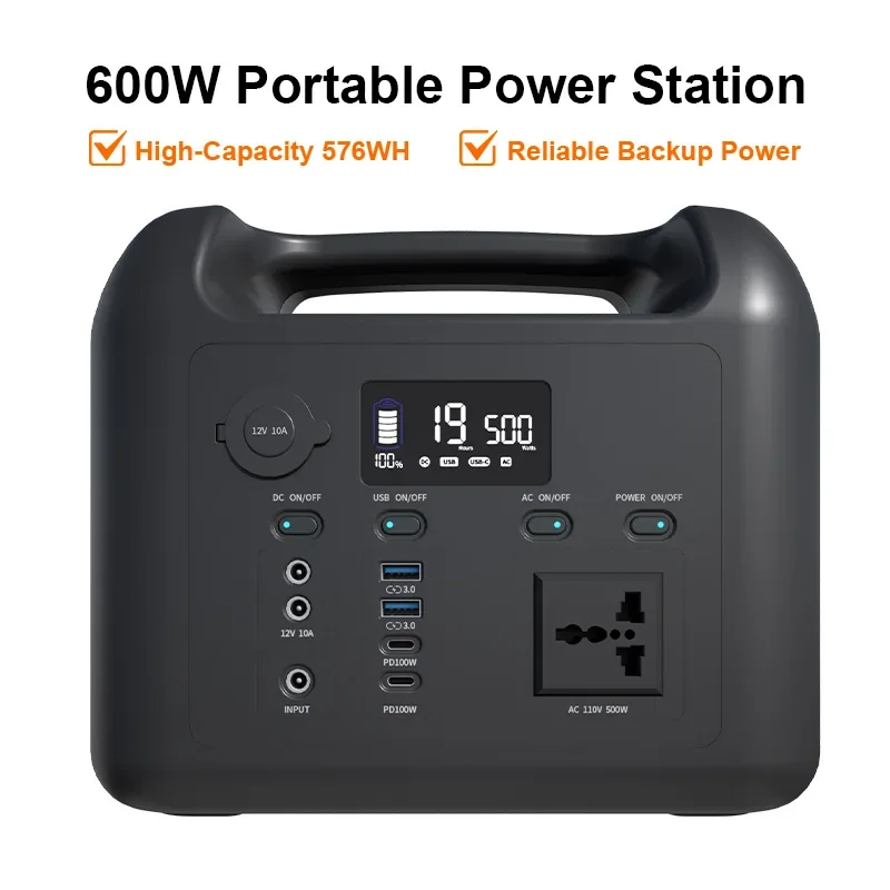 Estação de energia portátil do gerador solar da bateria do armazenamento 600W 576WH LiFePO4