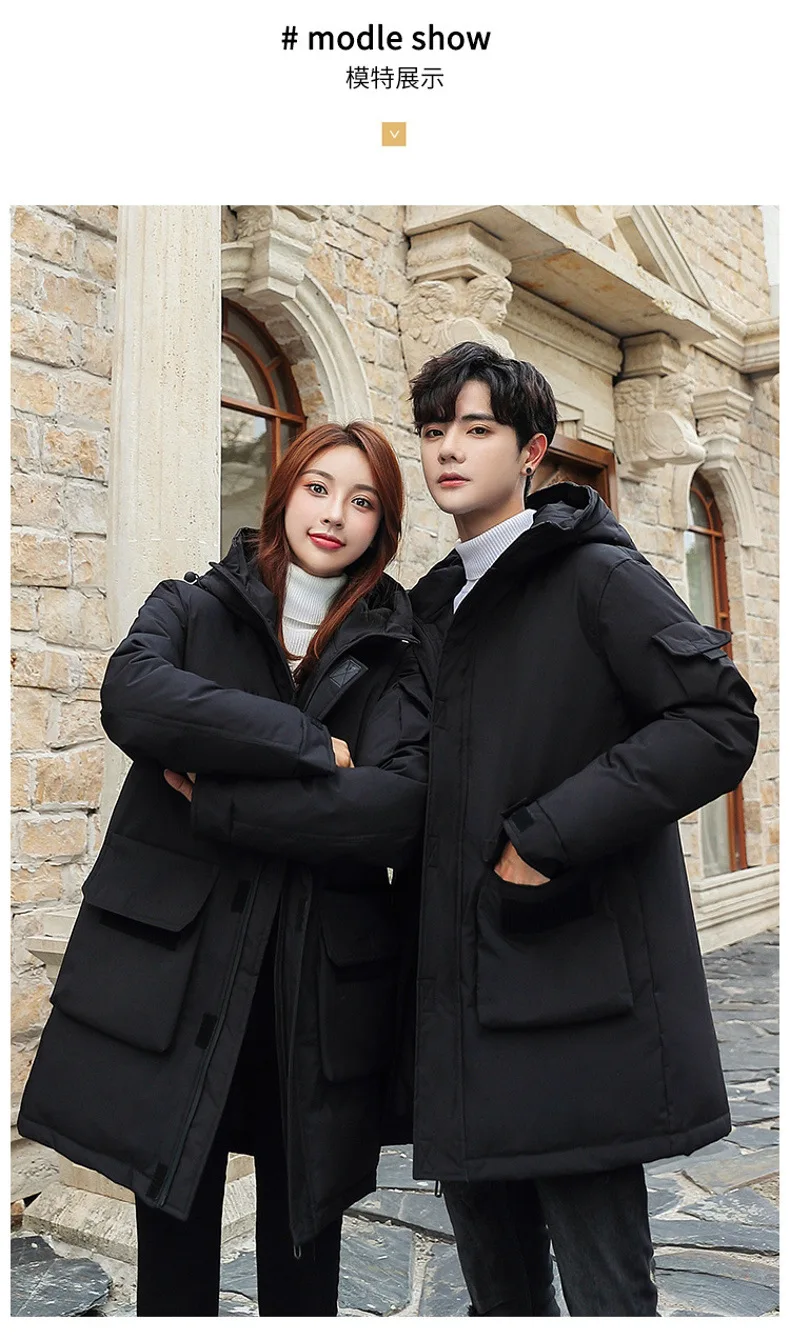 Men Mid Length Workwear Down Parkas Men Couple Fashion Down Parkas Men White Duck Down Casual Warm Winter New Stylish Parkas