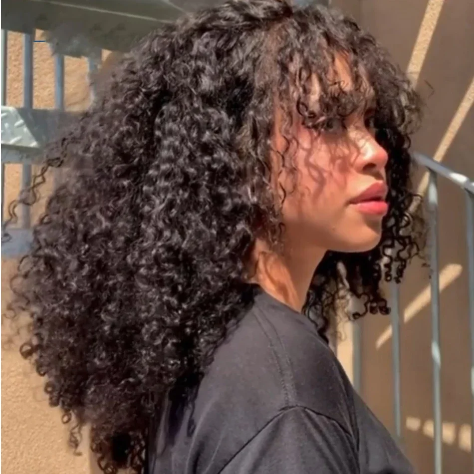 

Бесшовный мягкий черный кудрявый парик с эффектом натуральных волос, 180% плотность, 26 дюймов, с кружевной передней частью, для женщин, с детской прядью и естественной линией роста волос, предварительно прорезанный