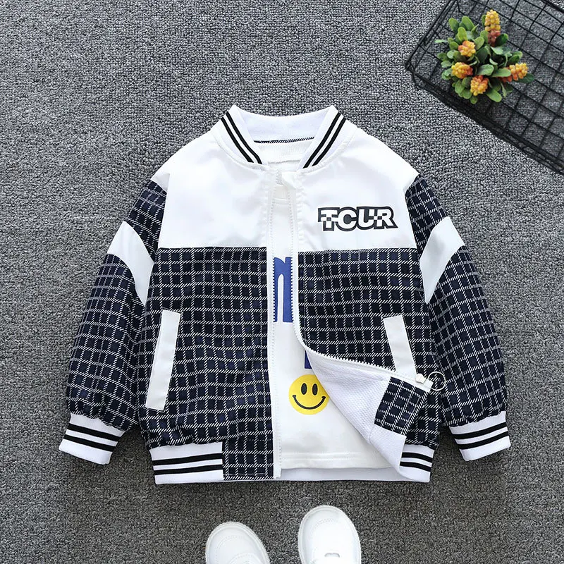 Odzież dziecięca Jesienna kolekcja chłopięca, stylowy płaszcz w kratę 2025 nowy styl duża kolekcja odzieży dziecięcej dla dziewczynek